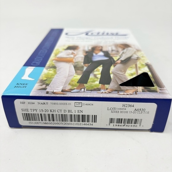 ACTIVA Women's Dress Compression Socks Black 15-20 mmHg Sheer Therapy Lite Sz L - Picture 4 of 6